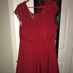 Sexy lace fit and flare red dress